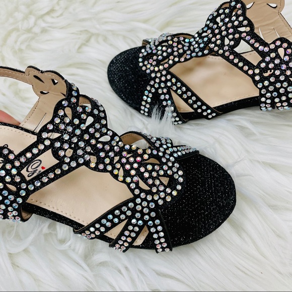 Kids black rhinestoned heel - Picture 4 of 8